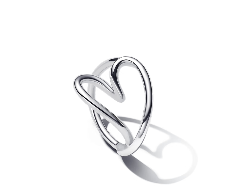 EssenceSilver nature heart-shaped ring simple lines temperament happy birthday to girlfriend