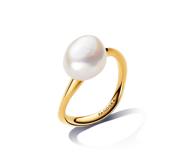 Don't cry Baroque pearl ring gold wavy ring simple and exquisite happy birthday to girlfriend
