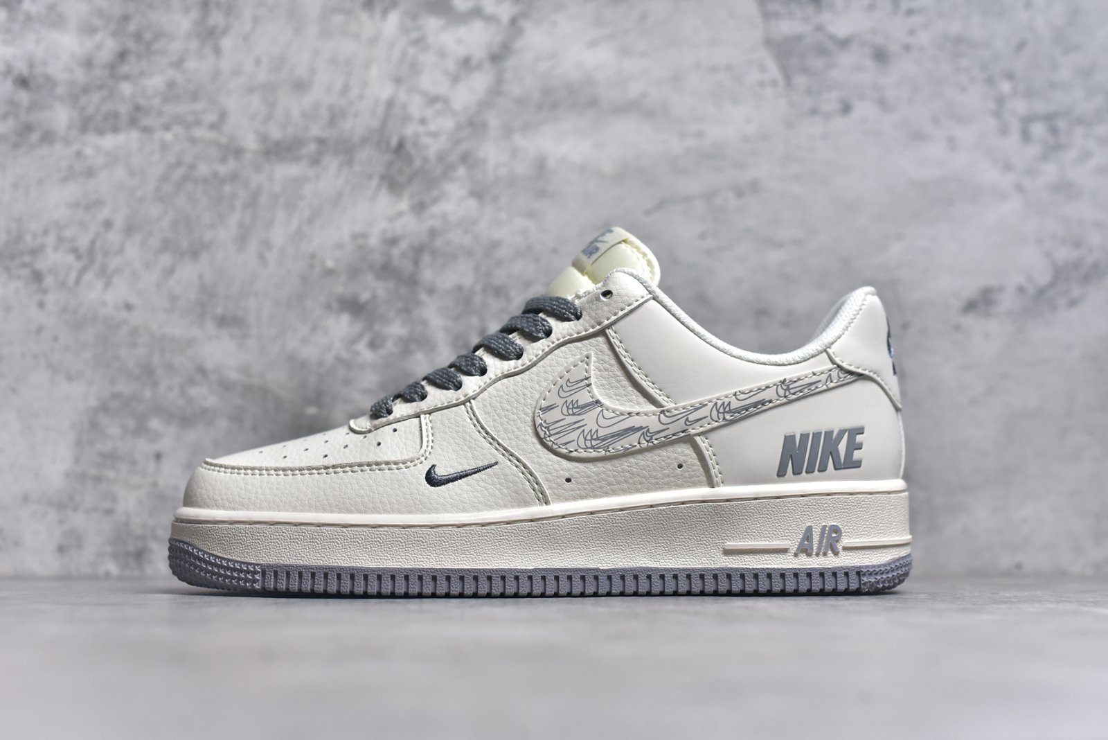 nike air force 107 low joint beige grey multi-small hook low-top casual sneakers