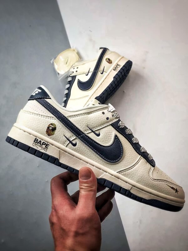 nike dunk low retro "diy" bape off-white navy hook