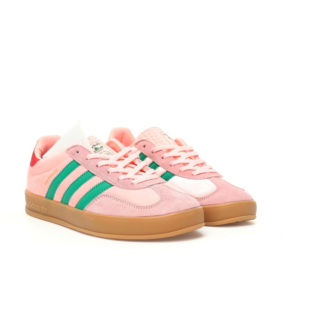 adidas gazelle indoor trainers "Velvet pink, green and red rubber sole"