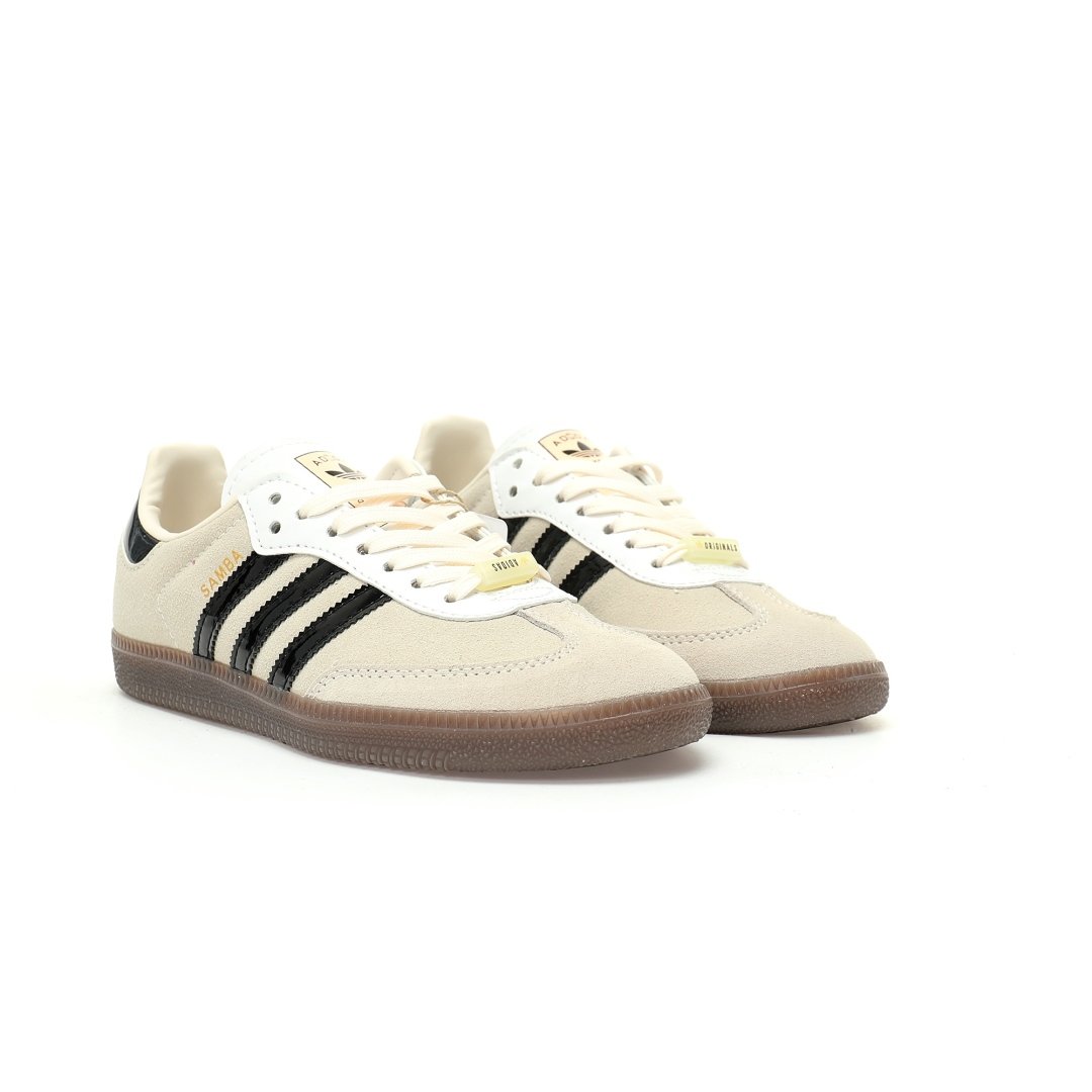 Adidas originals samba og"beige de mujer"Brown, beige, white and black raw rubber sole"