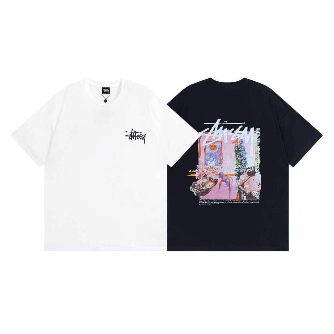 STUSSY Stussy Daydream Graffiti Poster Printed Men's and Women's Short Sleeve T-Shirt