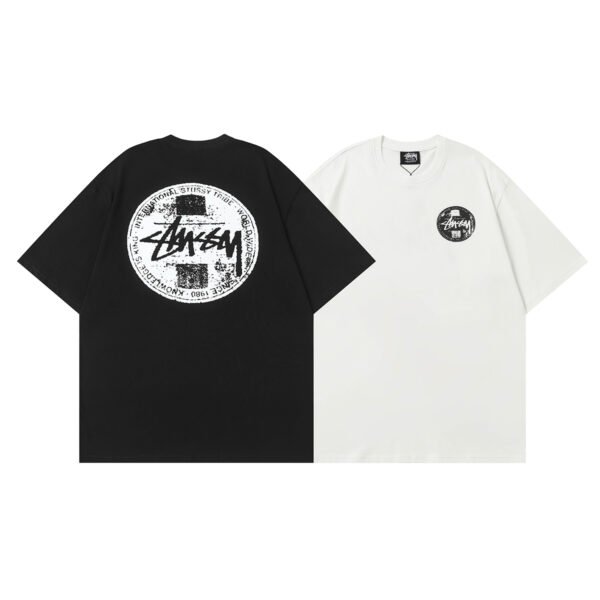 Stussy American trendy brand loose-fitting short-sleeved T-shirt series summer series ribbed neckline  D13