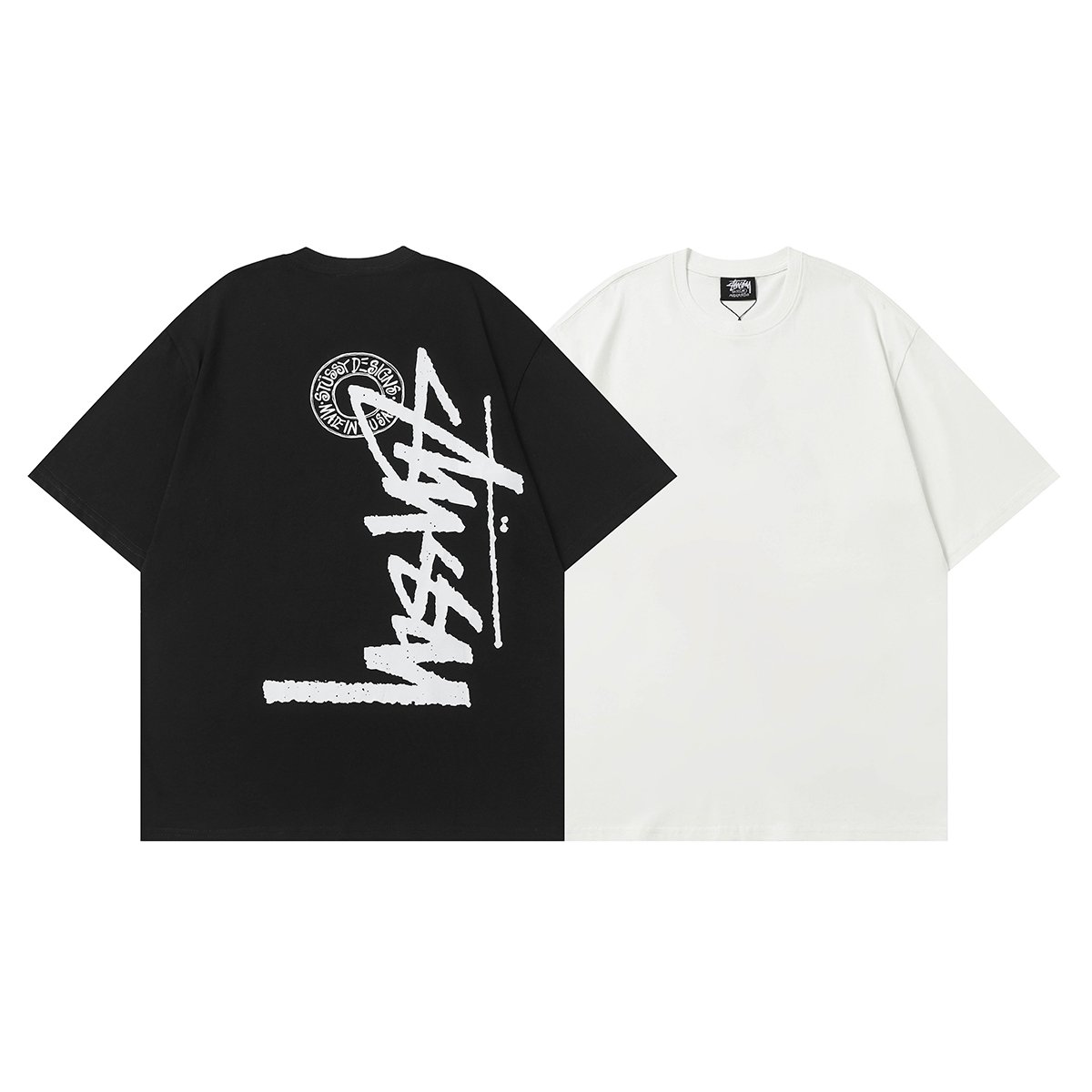 Stussy American trendy brand loose-fitting short-sleeved T-shirt series summer series ribbed neckline  D11