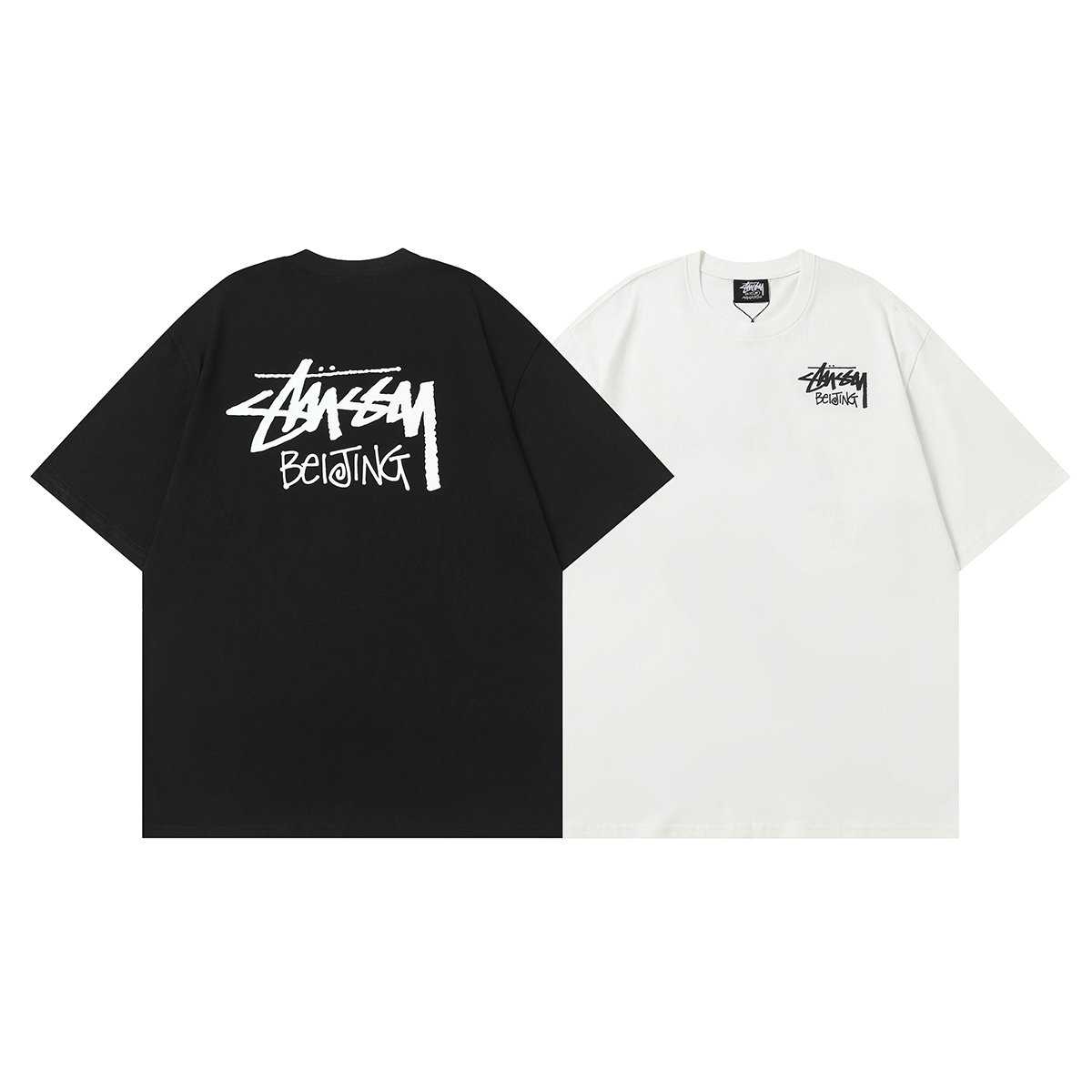 Stussy American trendy brand loose-fitting short-sleeved T-shirt series summer series ribbed neckline  D09