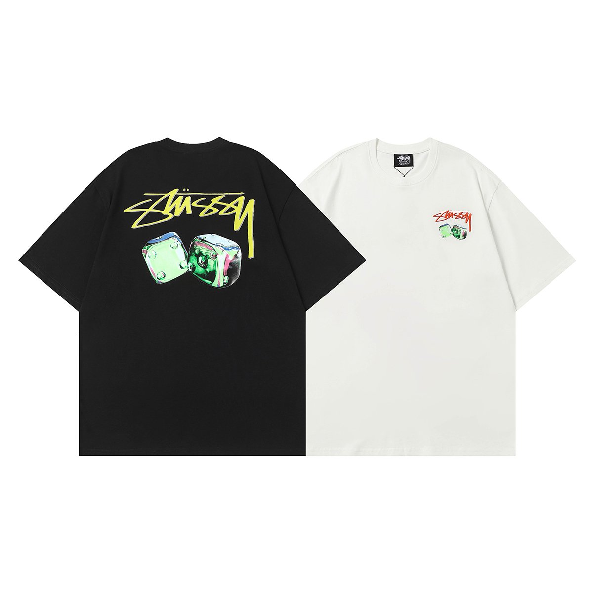 Stussy American trendy brand loose-fitting short-sleeved T-shirt series summer series ribbed neckline  D08