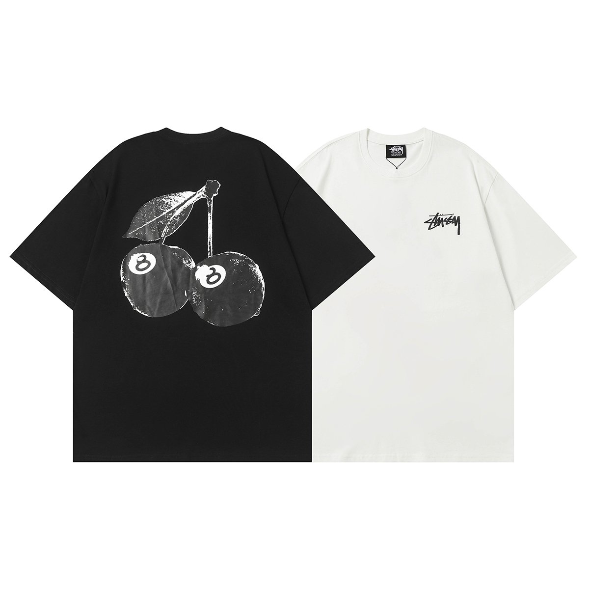 Stussy American trendy brand loose-fitting short-sleeved T-shirt series summer series ribbed neckline  D05