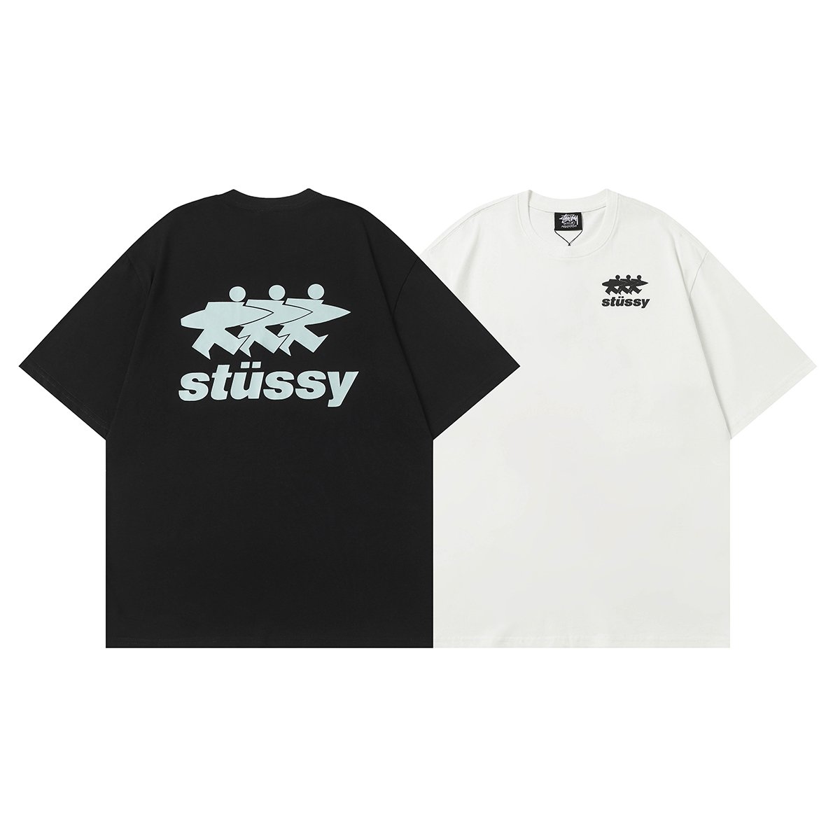 Stussy American trendy brand loose-fitting short-sleeved T-shirt series summer series ribbed neckline  D04