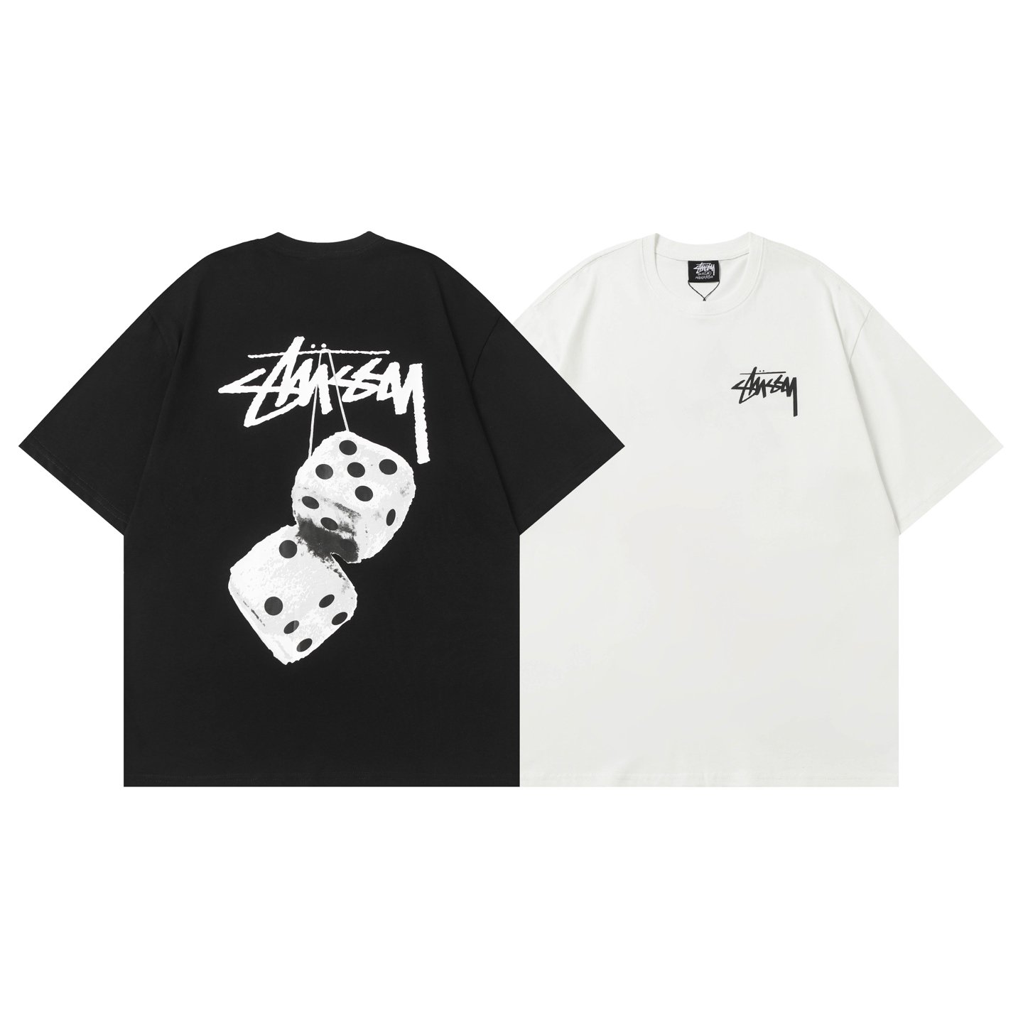 Stussy American trendy brand loose-fitting short-sleeved T-shirt series summer series ribbed neckline  D02