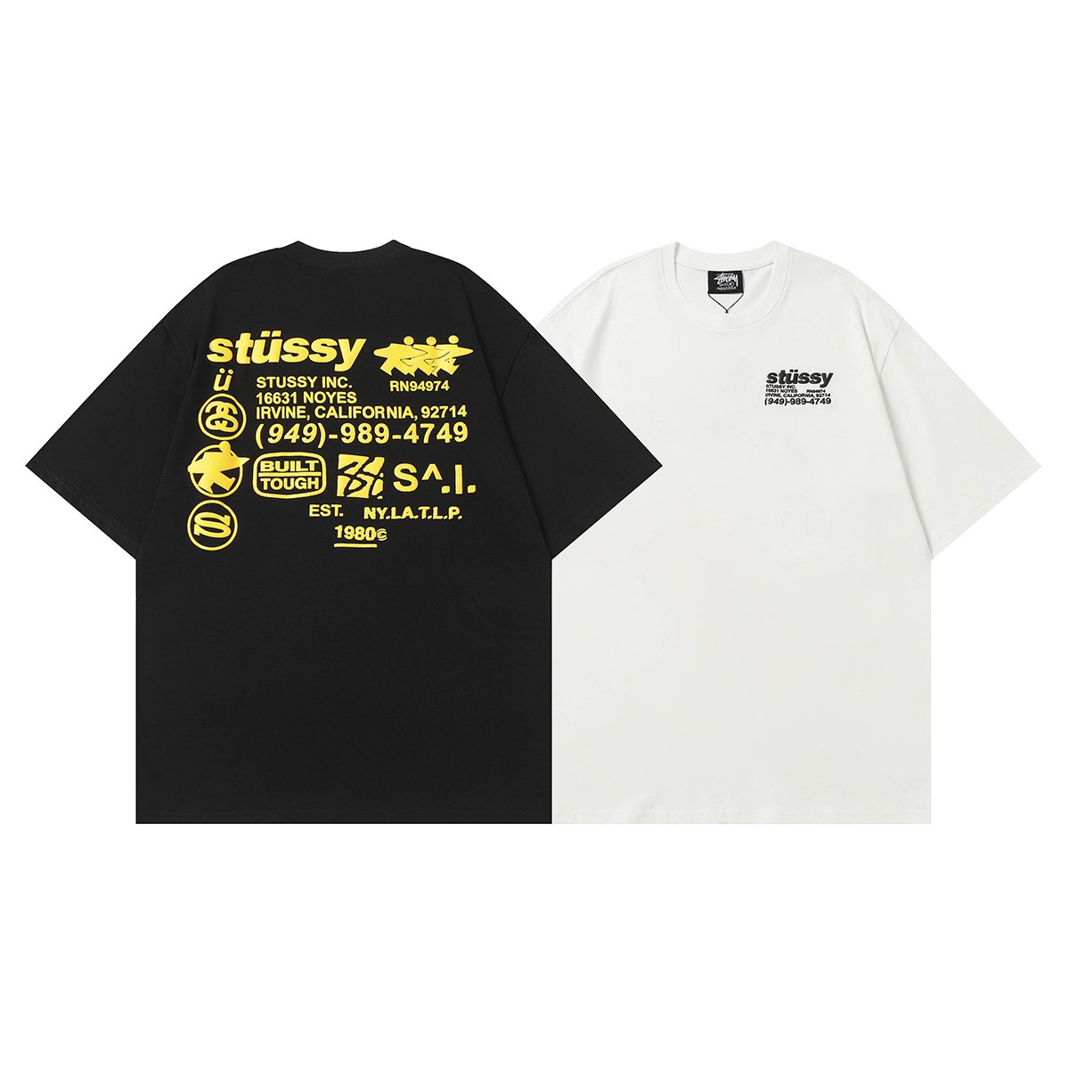 Stussy American trendy brand loose-fitting short-sleeved T-shirt series summer series ribbed neckline  D01