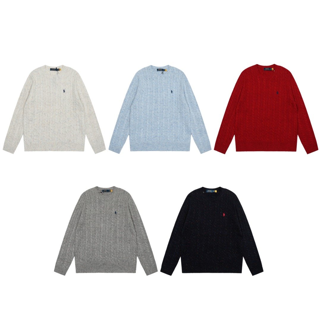 Ralph Lauren wool blend pony embroidered logo cable knit sweater