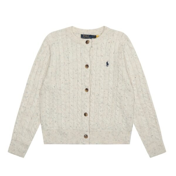Ralph Lauren wool blend pony embroidered logo cable knit cardigan