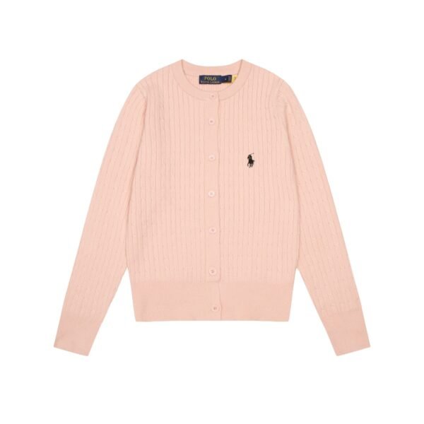Ralph Lauren wool blend pony embroidered logo cable knit cardigan