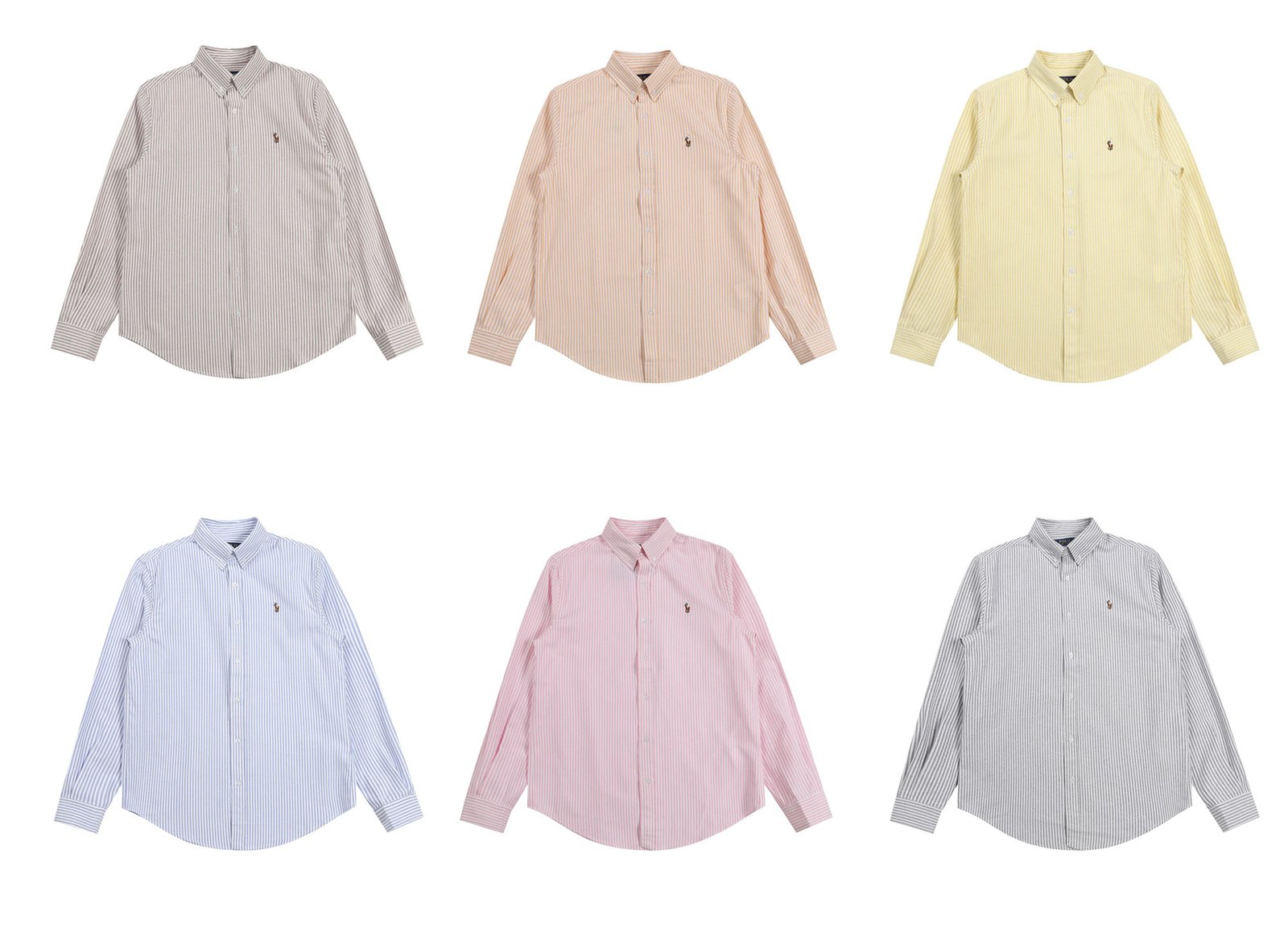 Polo Ralph Lauren Oxford Stripe Logo Embroidery Button-Down Lapel Long Sleeve Casual Shirt