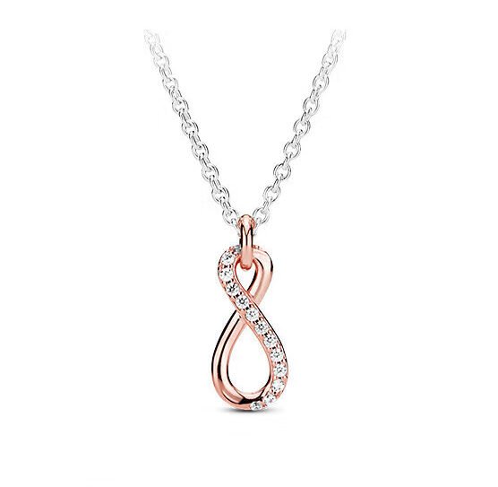 (PANDORA) Rose Gold Love Infinity Necklace Simple Fashion Clavicle Chain DIY