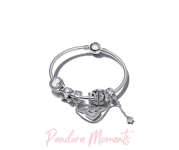 PANDORA Cute Angel Bracelet Set Silver White Light Blue