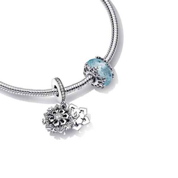 PANDORA Freeze Love Bracelet Set Ice Blue Hollow Snowflake Light Luxury