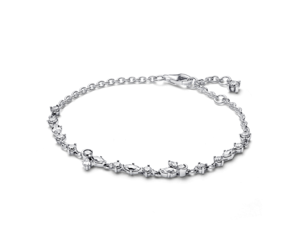 PANDORA Sparkling Flower and Leaf Bracelet 925 Silver