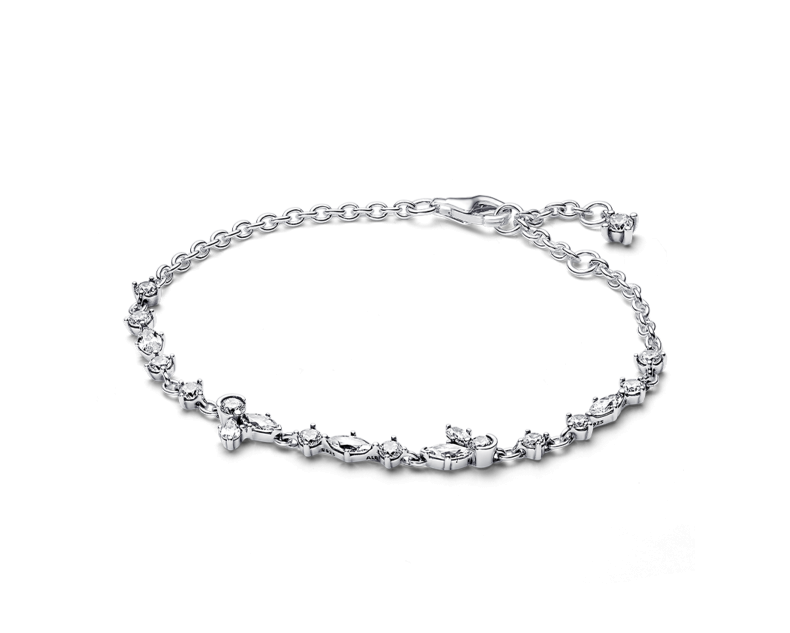 PANDORA Sparkling Flower and Leaf Bracelet 925 Silver