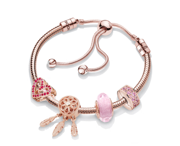 PANDORA Pink Dream Heart Bracelet Set Rose Gold Light Luxury High-end