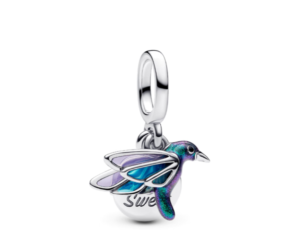 PANDORA [New] Dream Hummingbird Two-in-One Charm Perseverance Enamel Craft Ice Blue Beads