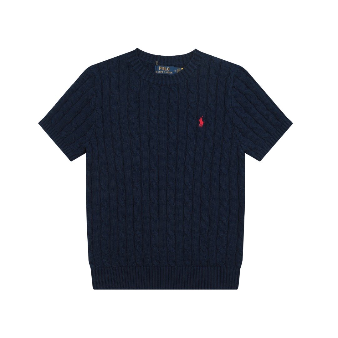 Ralph Lauren round neck solid color pony embroidered logo knitted short sleeves