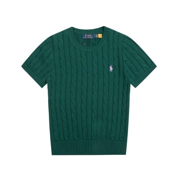 Ralph Lauren round neck solid color pony embroidered logo knitted short sleeves