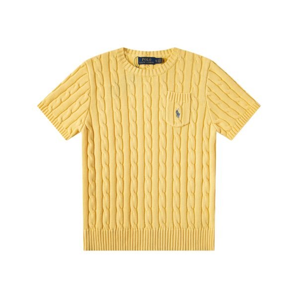 Ralph Lauren Ralph Lauren new 16-color embroidery round neck chest small pocket short-sleeved T-shirt base knitted sweater Ralph Lauren